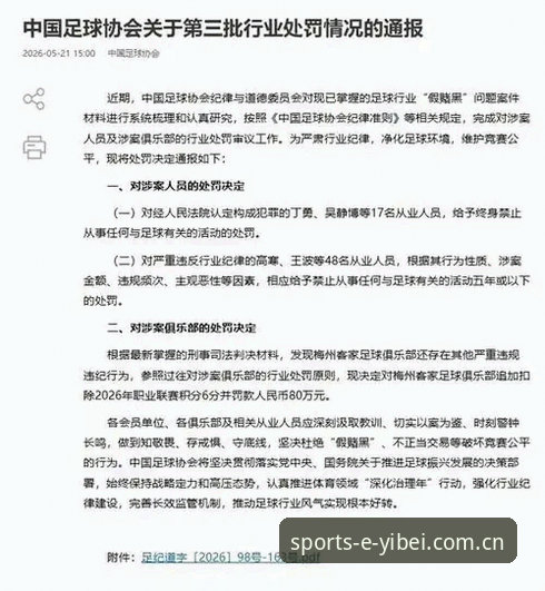 中国足协第三批禁足名单公布，如何通过易倍体育官网了解这些赛事变化？